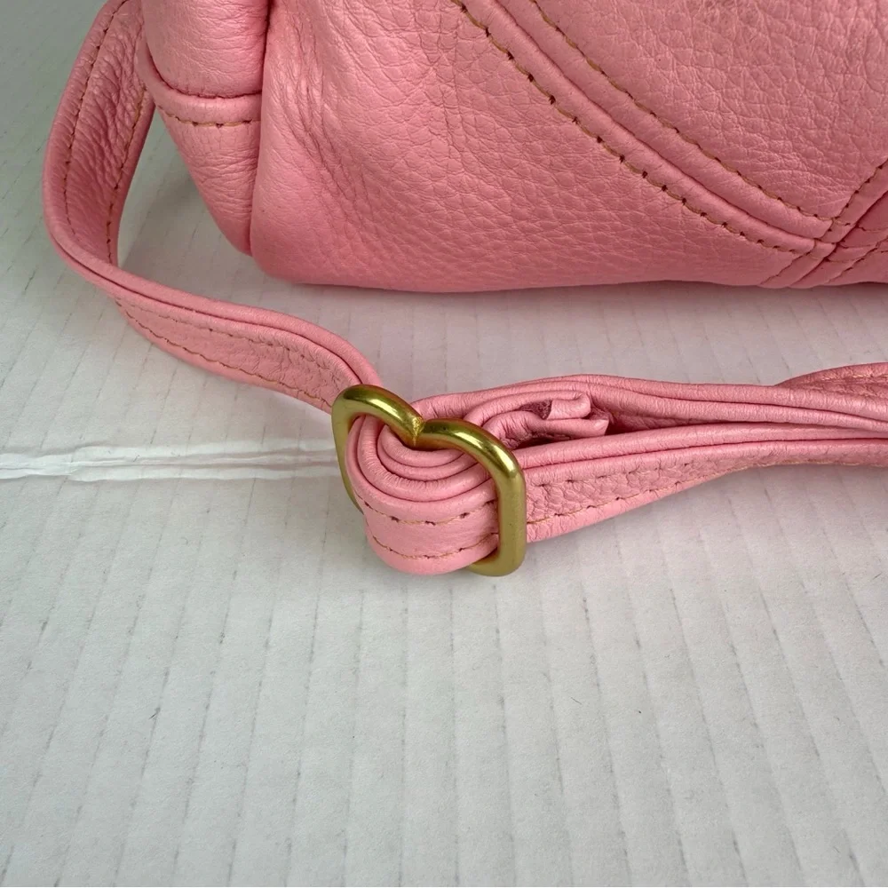 Victoria Leather pink pebble leather teardrop shape crossbody bag - Picture 9 of 14